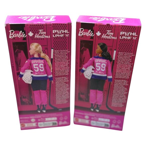 Tim Hortons PWHL Barbie Hockey Player Doll Lot 2 Blonde and Brunette 2025 New - Picture 2 of 8